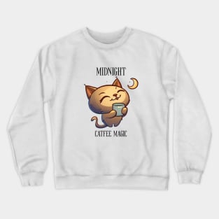 Midnight Catfee Magic | Cat, Moon and a Cup Crewneck Sweatshirt